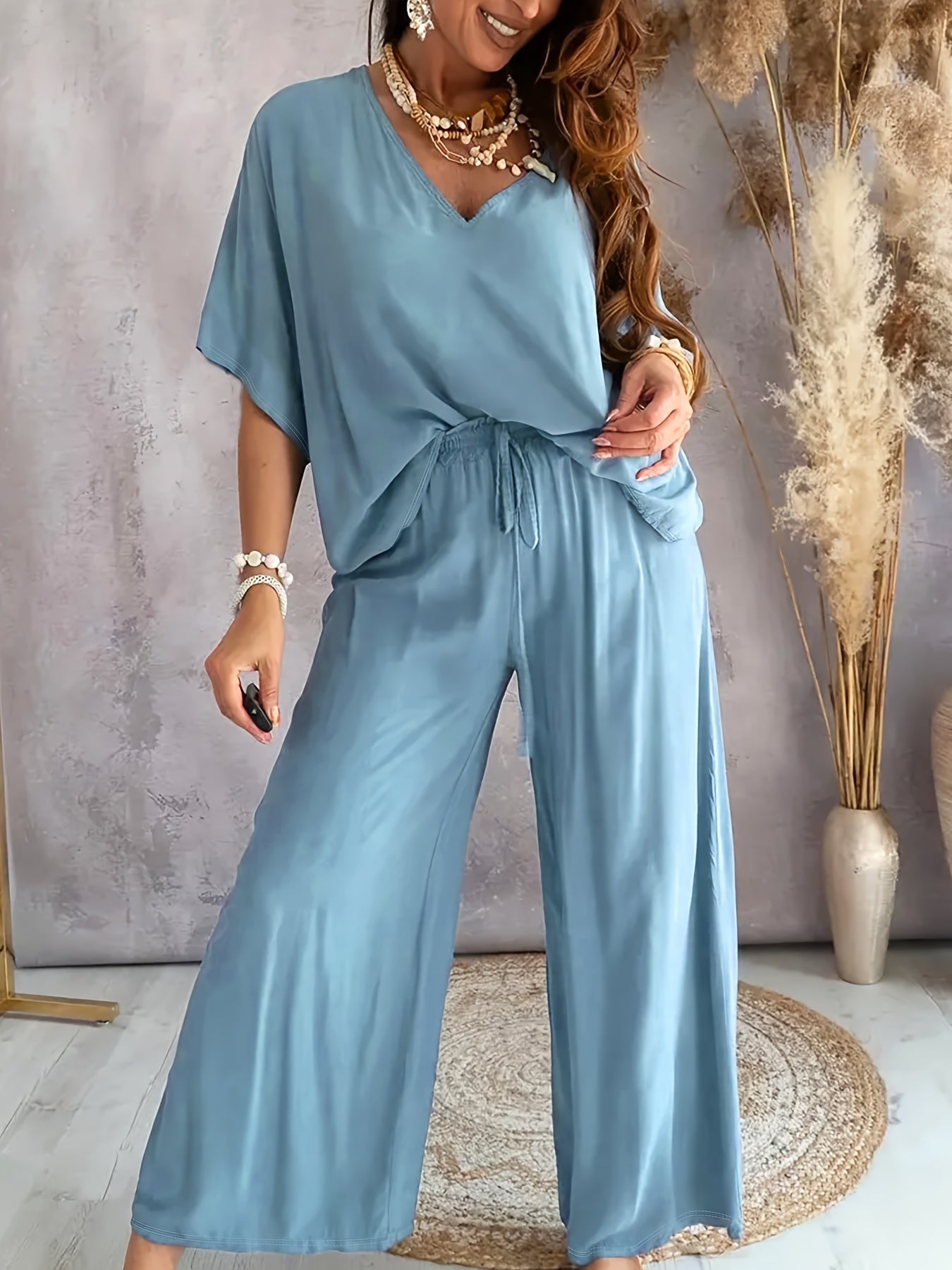 ELEGANT V-NECK TWO-PIECE SET FOR WOMEN
