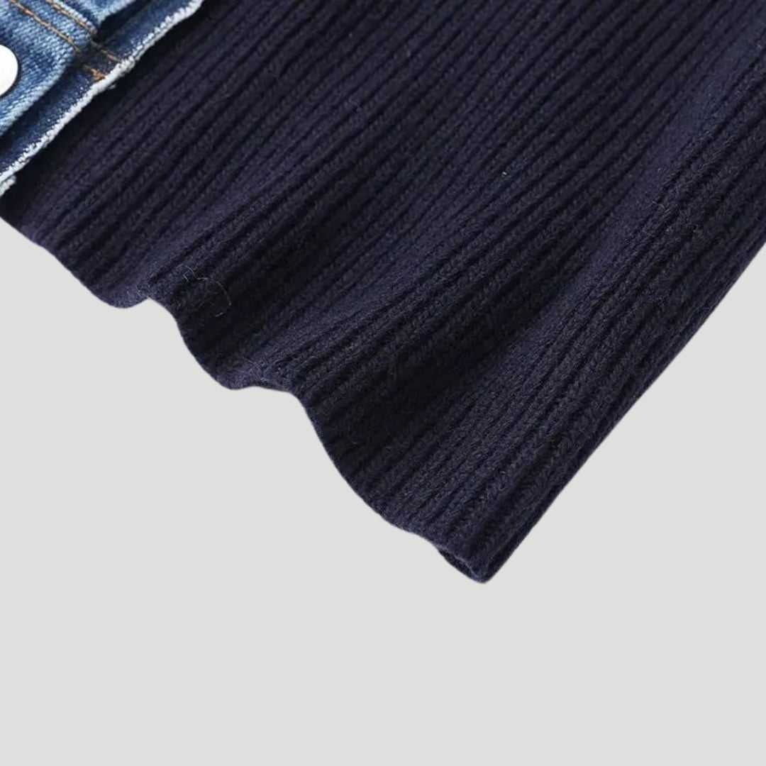 Isolde | Contrast Denim Trim Knit Cardigan