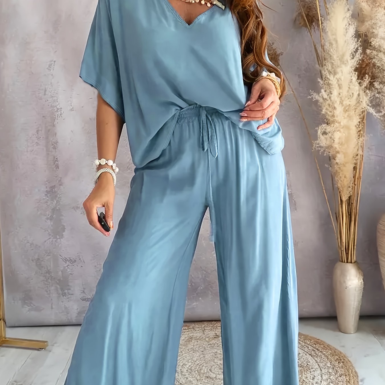 ELEGANT V-NECK TWO-PIECE SET FOR WOMEN