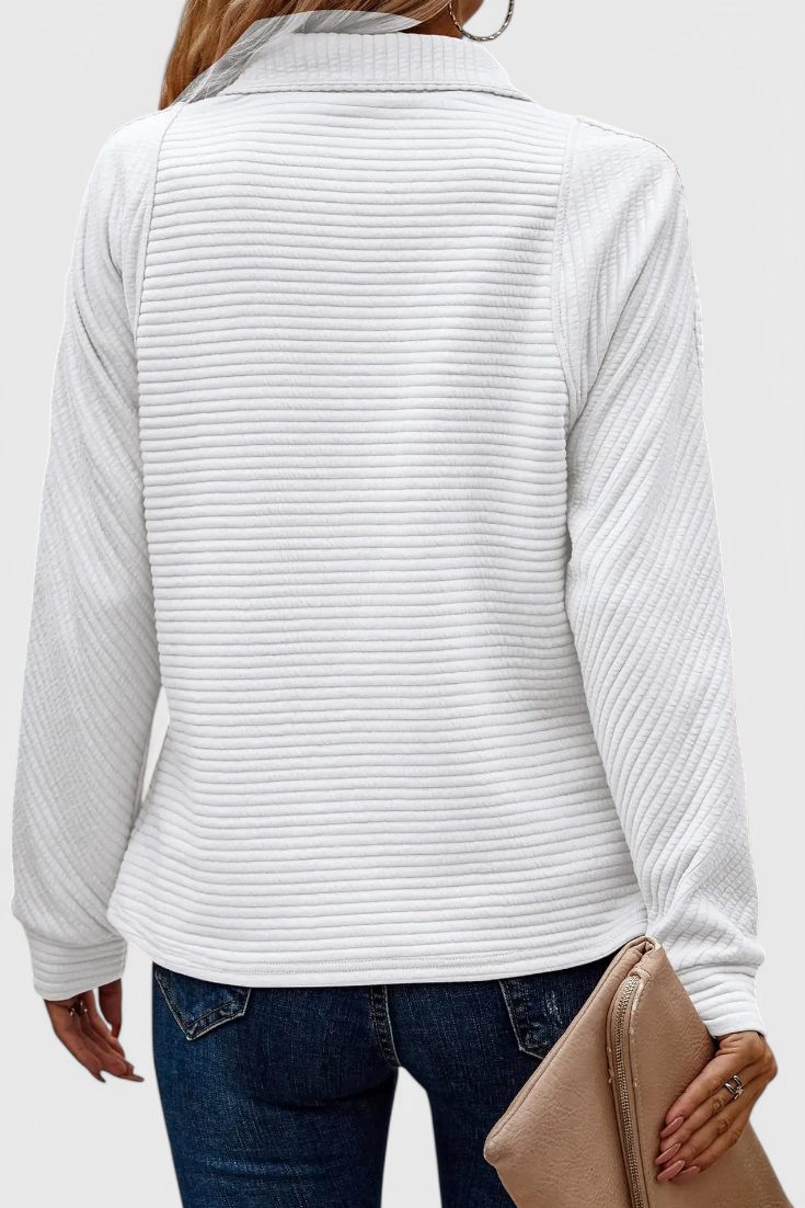 Helene V-Neck Jumper with Zip and Long Sleeves