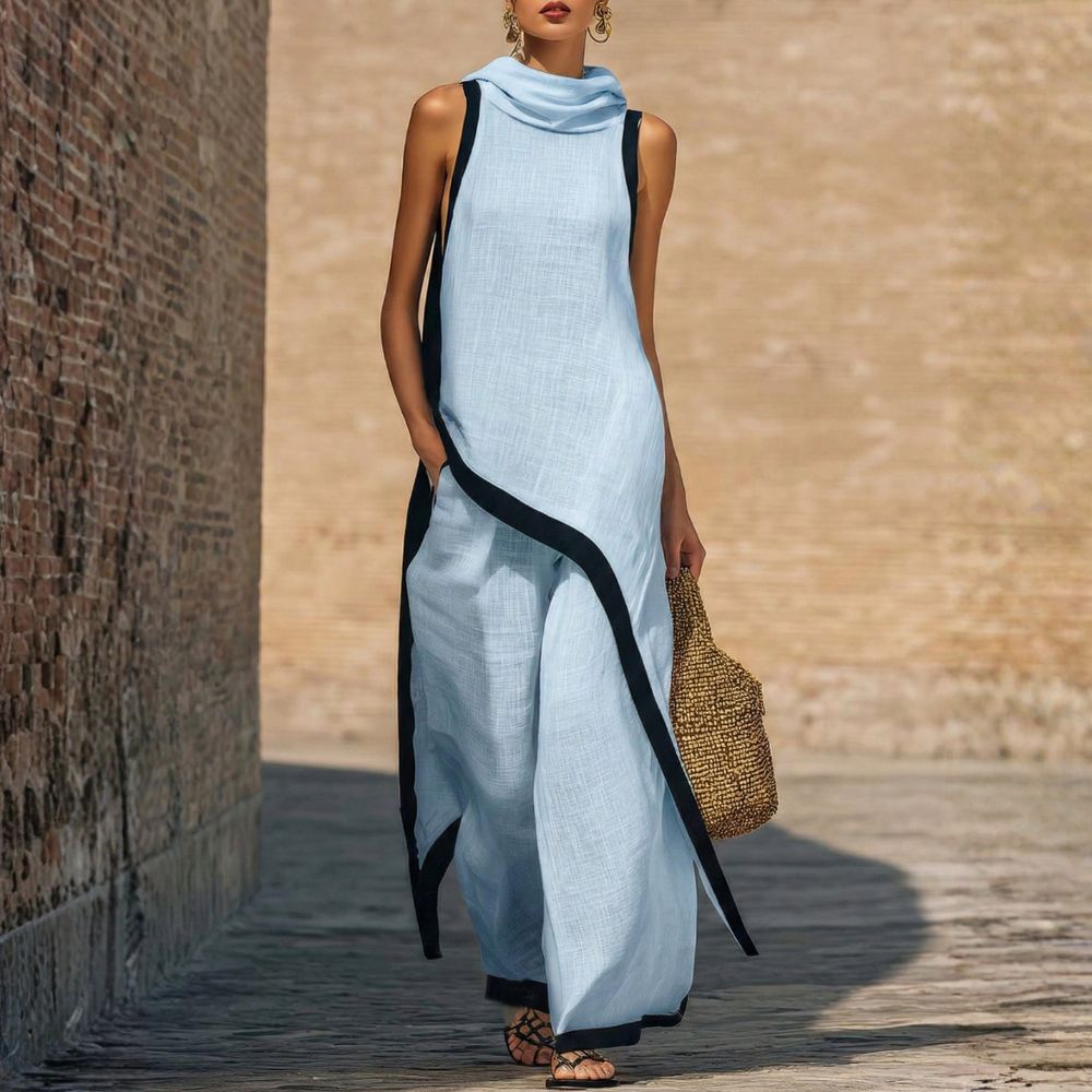 ASYMMETRICAL LINEN SET FOR WOMEN