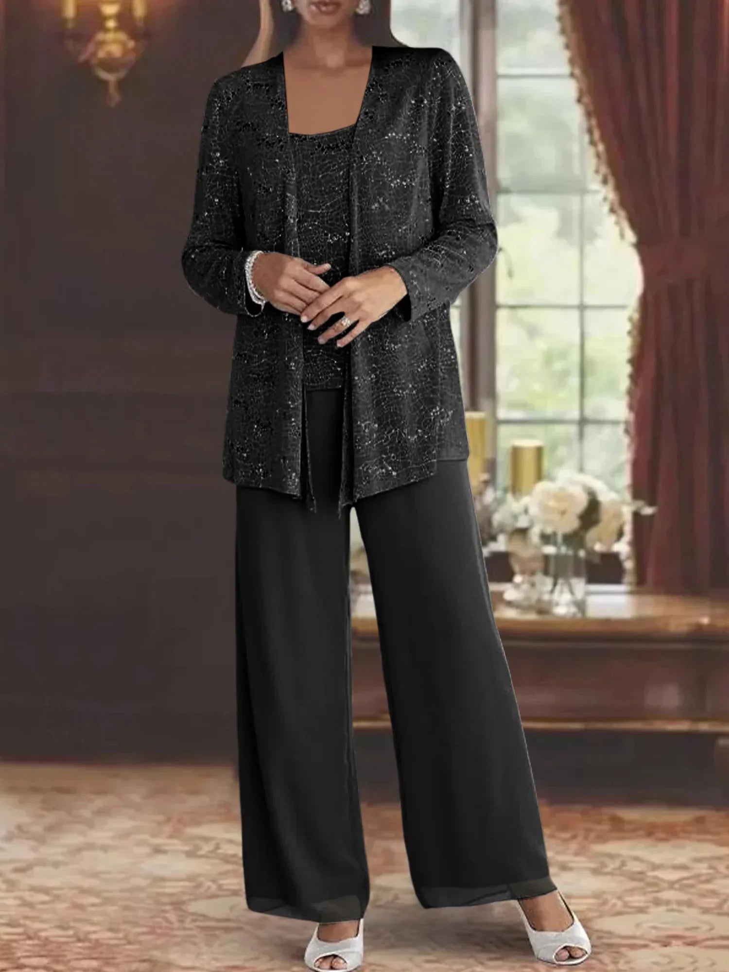 CHIFFON TROUSER SET FOR WOMEN