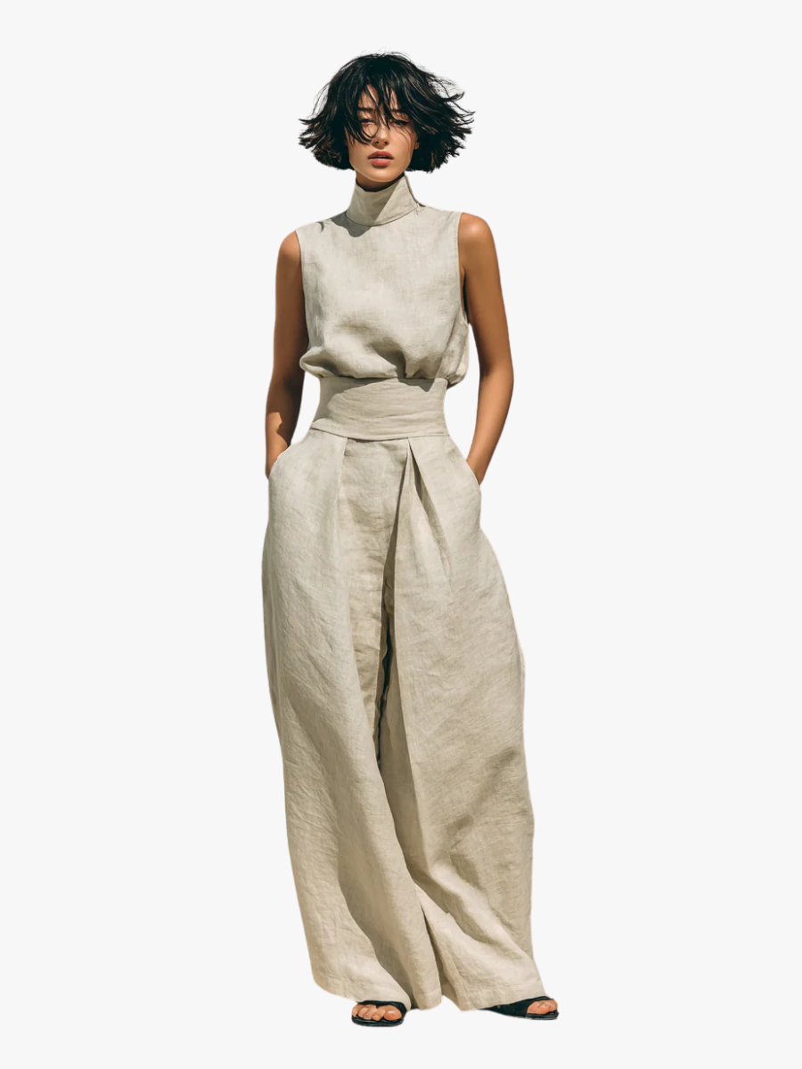 COTTON SET WITH WIDE TROUSERS FOR WOMEN