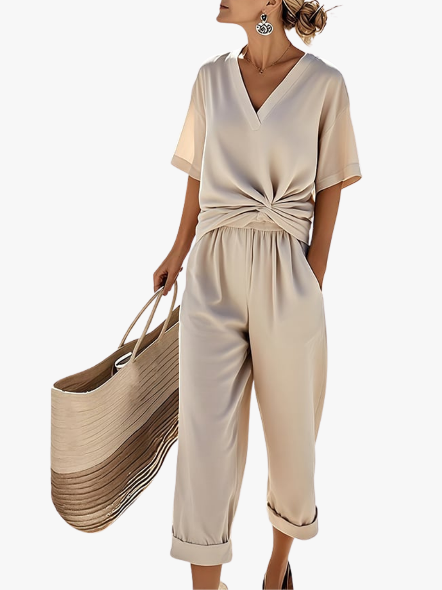 TWO-PIECE SET WITH ROLLED EDGES FOR WOMEN