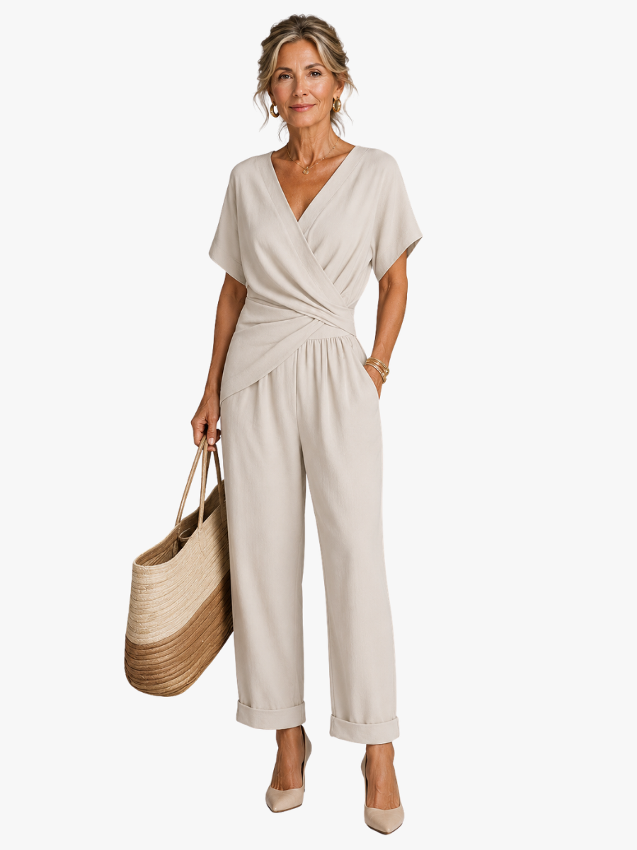 SET MET BREDE BROEK IN WIKKELSTIJL VOOR VROUWEN