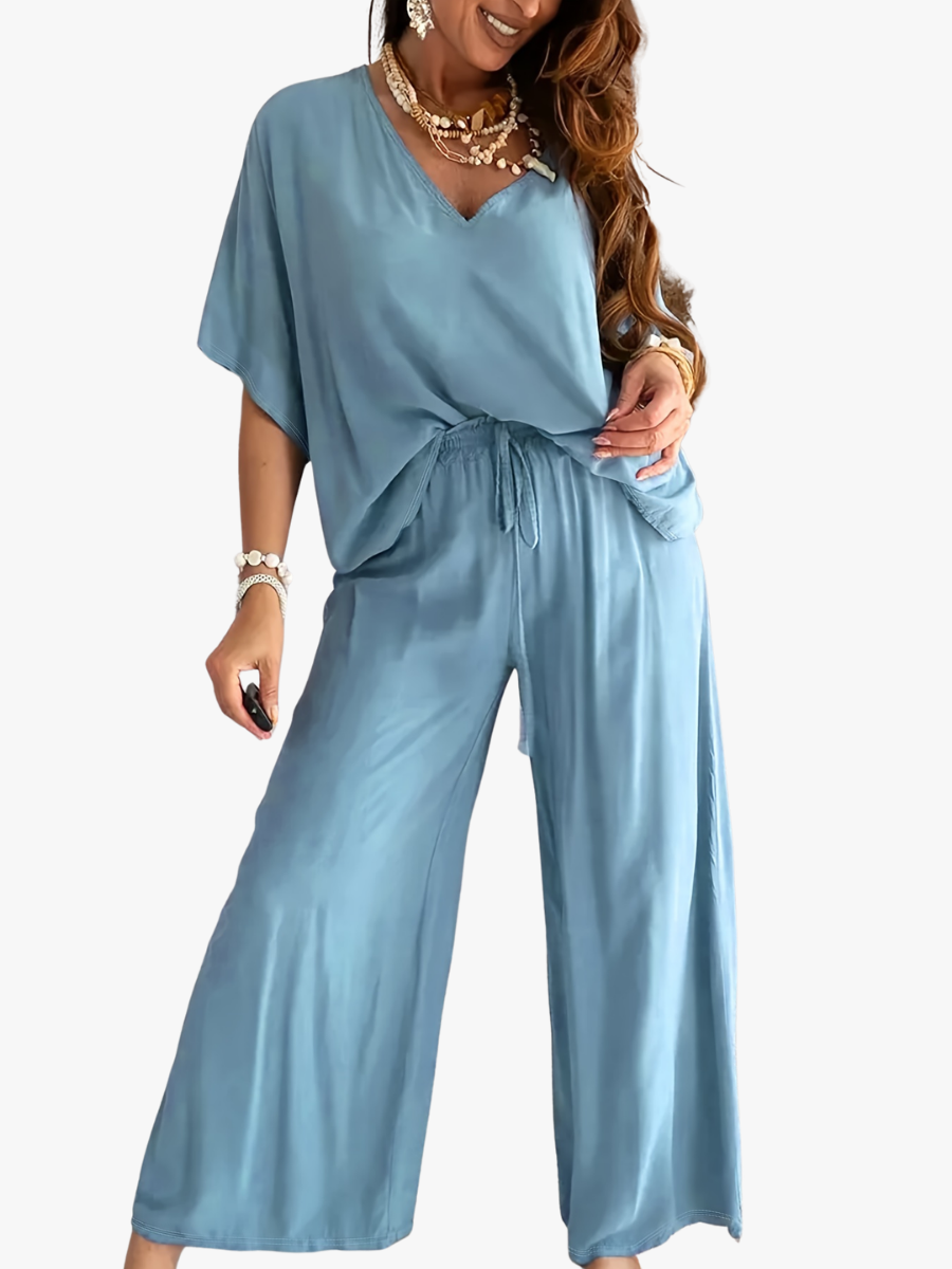ELEGANT V-NECK TWO-PIECE SET FOR WOMEN