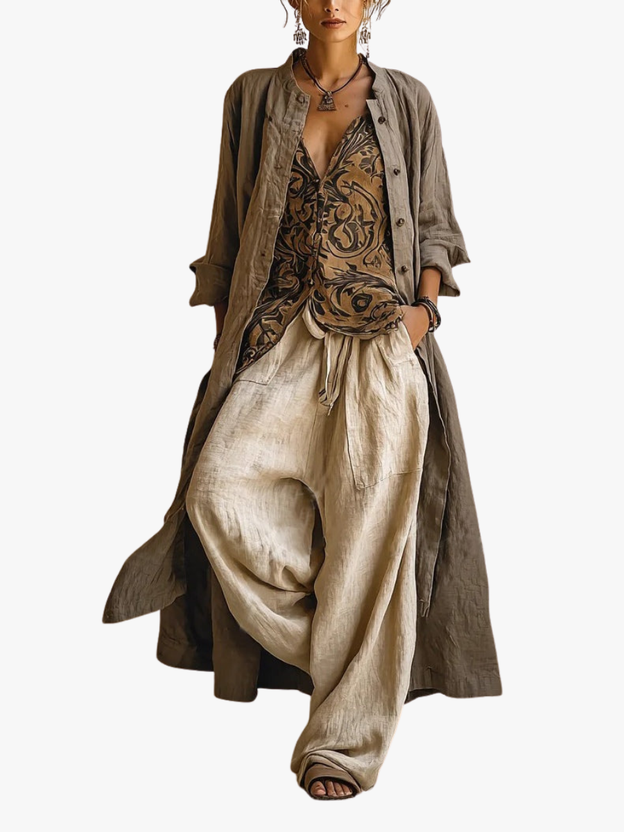 THREE-PIECE LINEN SET FOR WOMEN