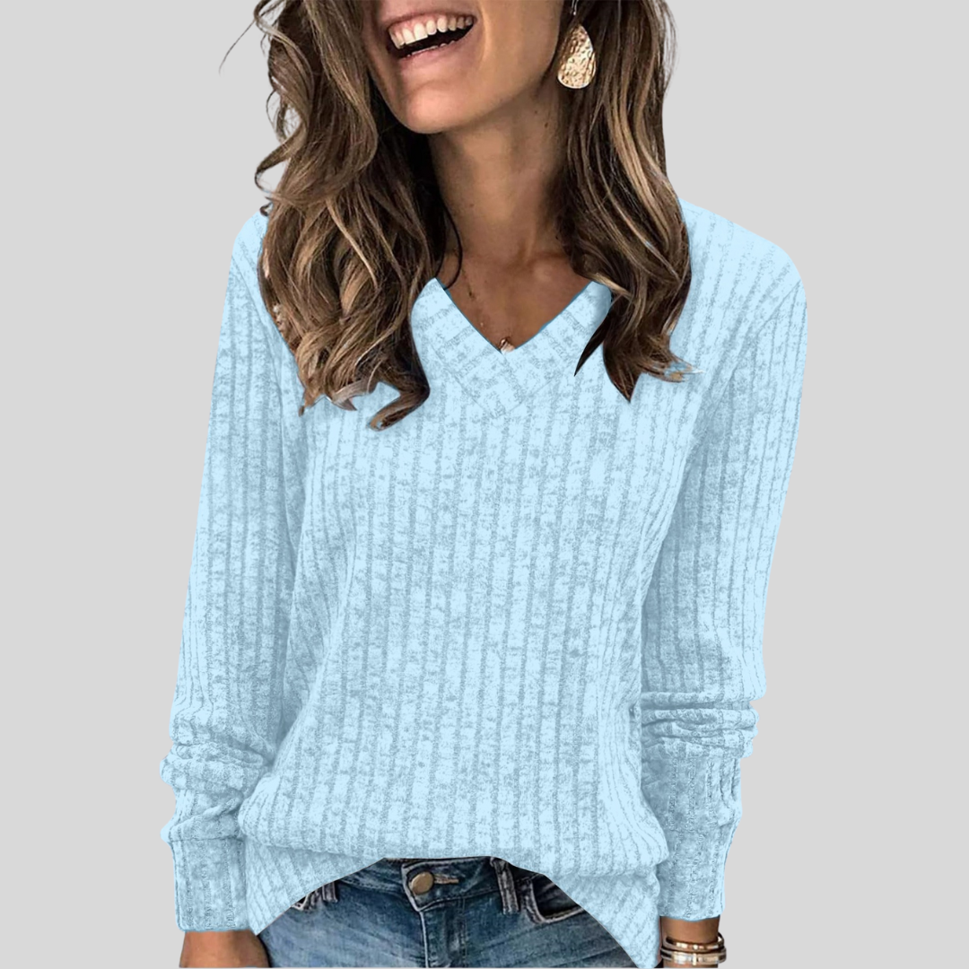 Deri | Comfy V Neck Long Sleeve Top