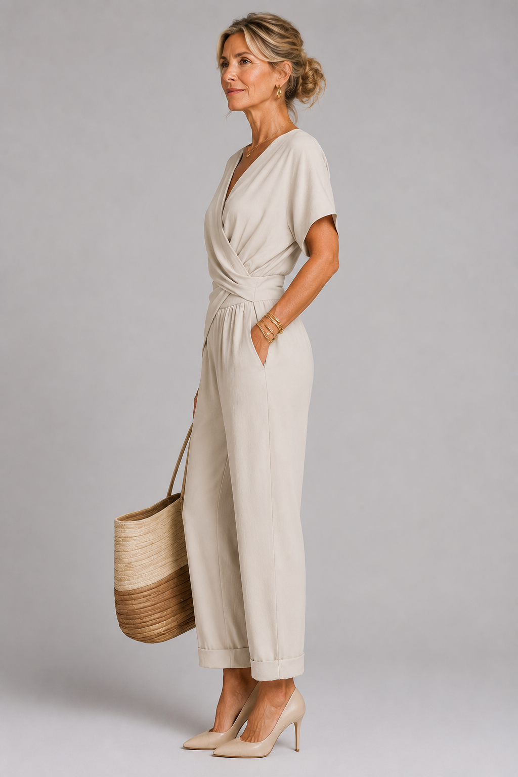 SET MET BREDE BROEK IN WIKKELSTIJL VOOR VROUWEN