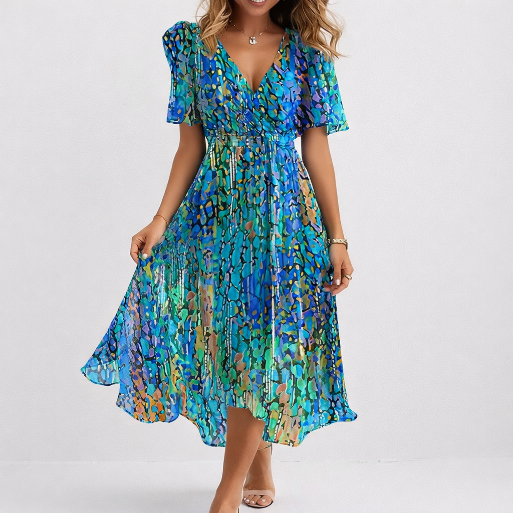 SAPHIR | AIRY BLUE MIDI DRESS BY THE SEA