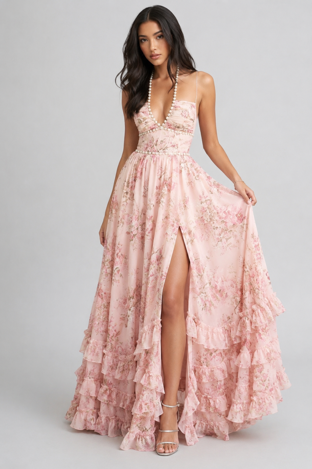 VALESKA | Chic Maxi Dress in Vintage Floral Style