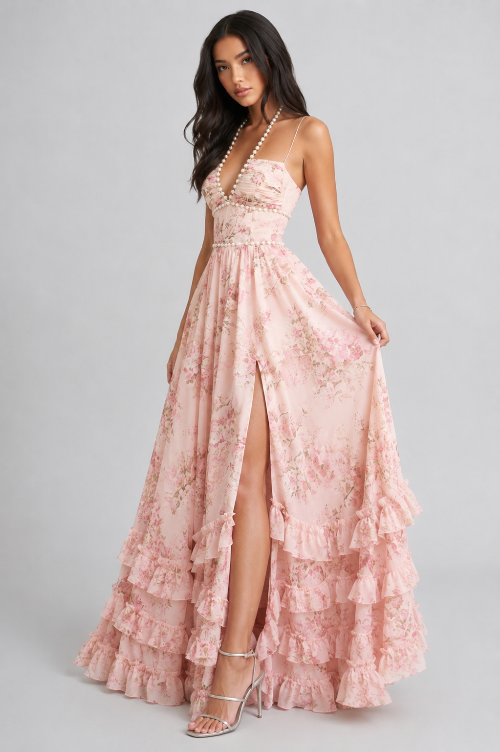 VALESKA | Chic Maxi Dress in Vintage Floral Style