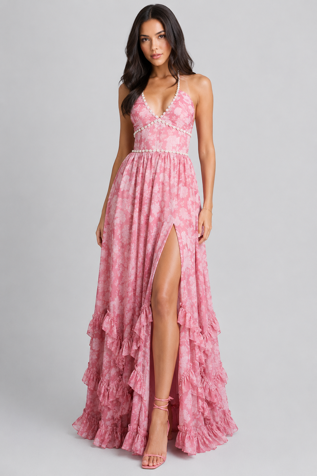 VALESKA | Chic Maxi Dress in Vintage Floral Style