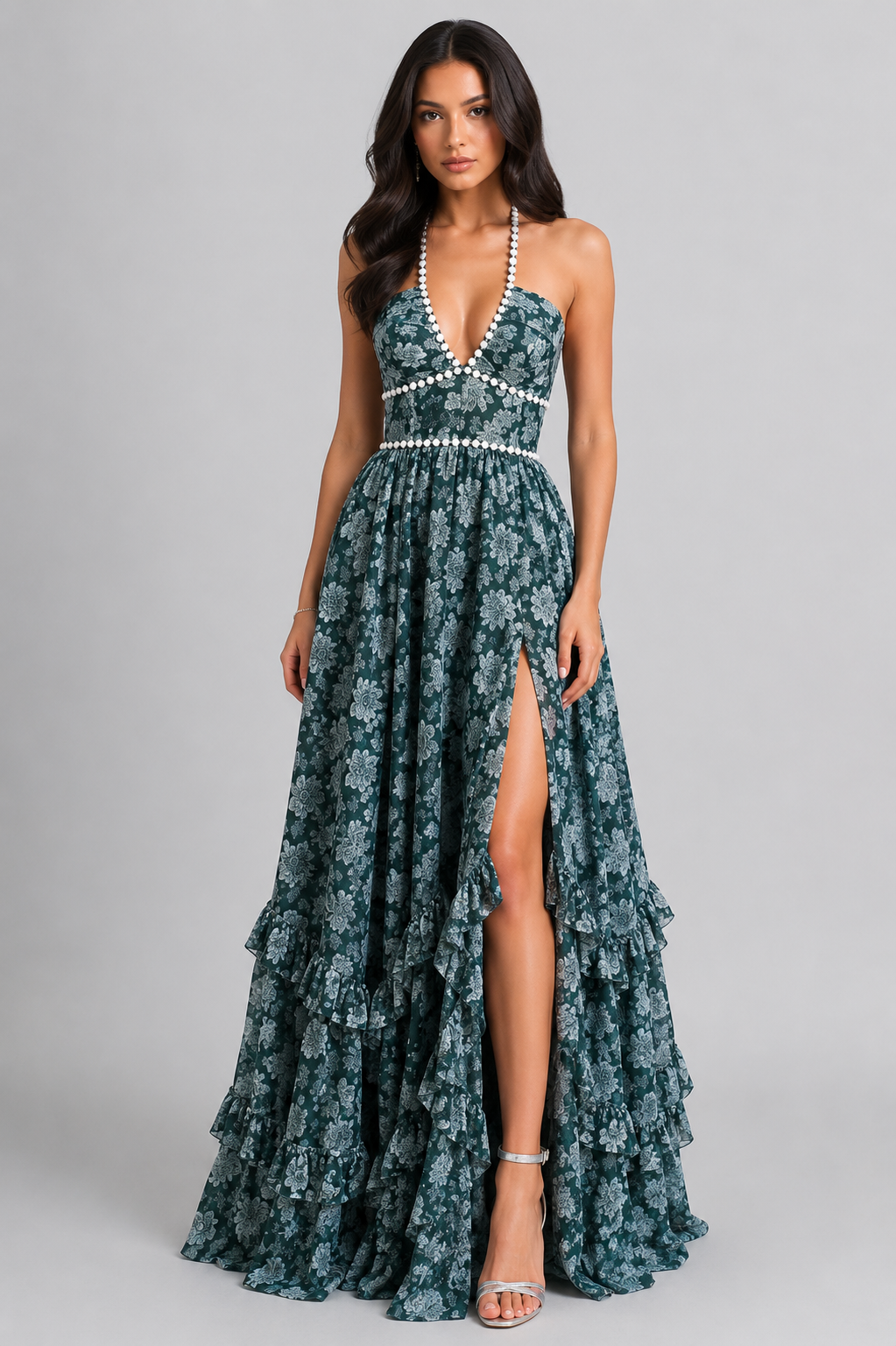 VALESKA | Chic Maxi Dress in Vintage Floral Style