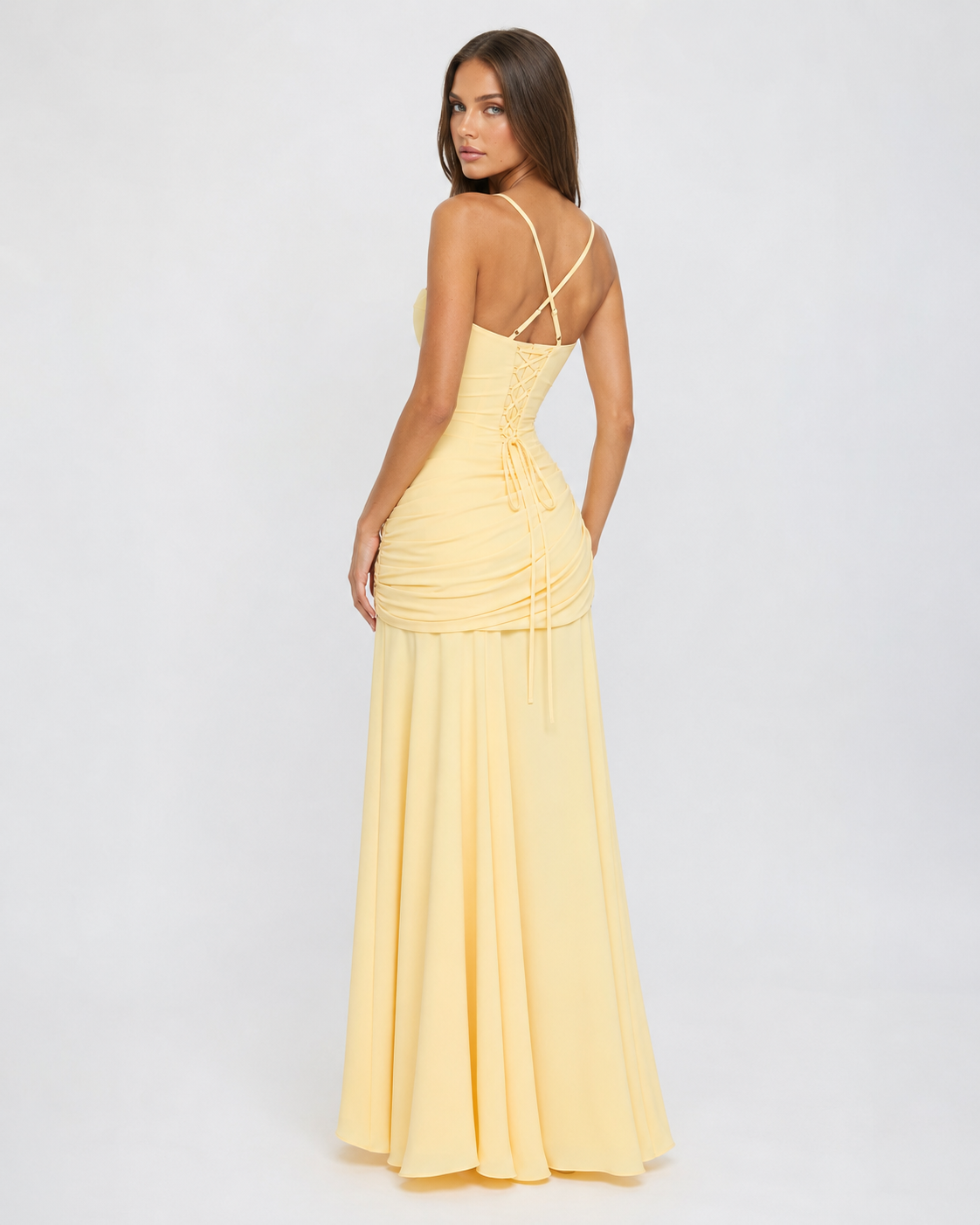 ENIE | Maxi Dress with Ruched Square Neckline