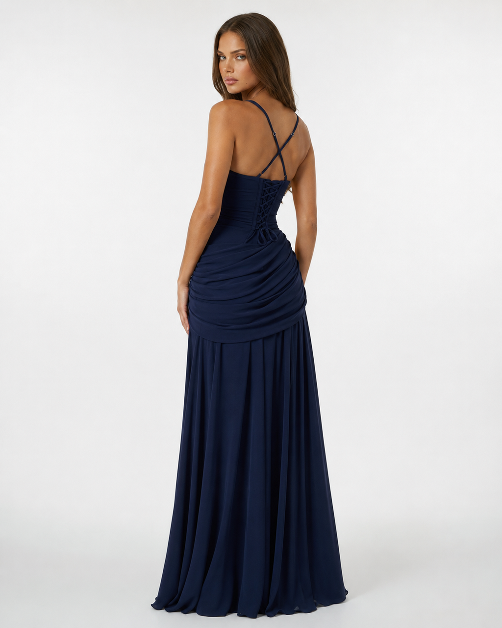 ENIE | Maxi Dress with Ruched Square Neckline