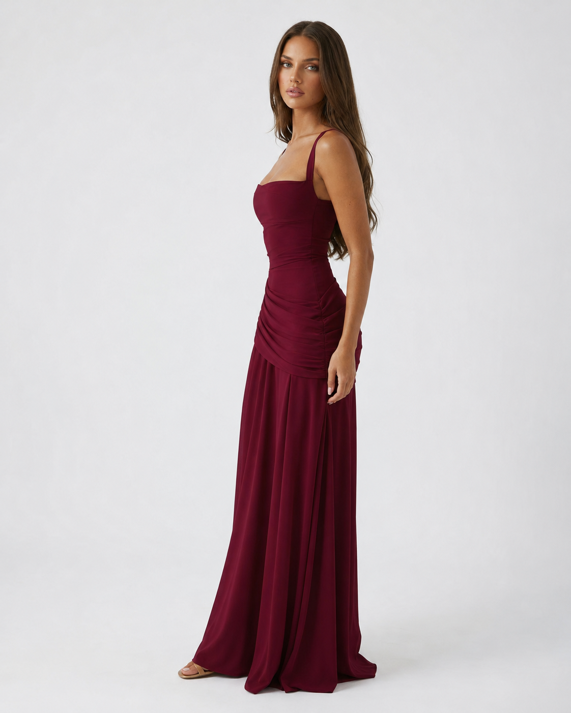 ENIE | Maxi Dress with Ruched Square Neckline