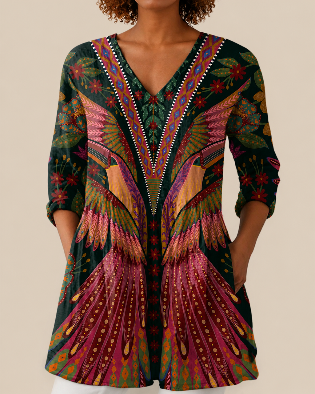 Mila | Long Blouse with Striking Pattern