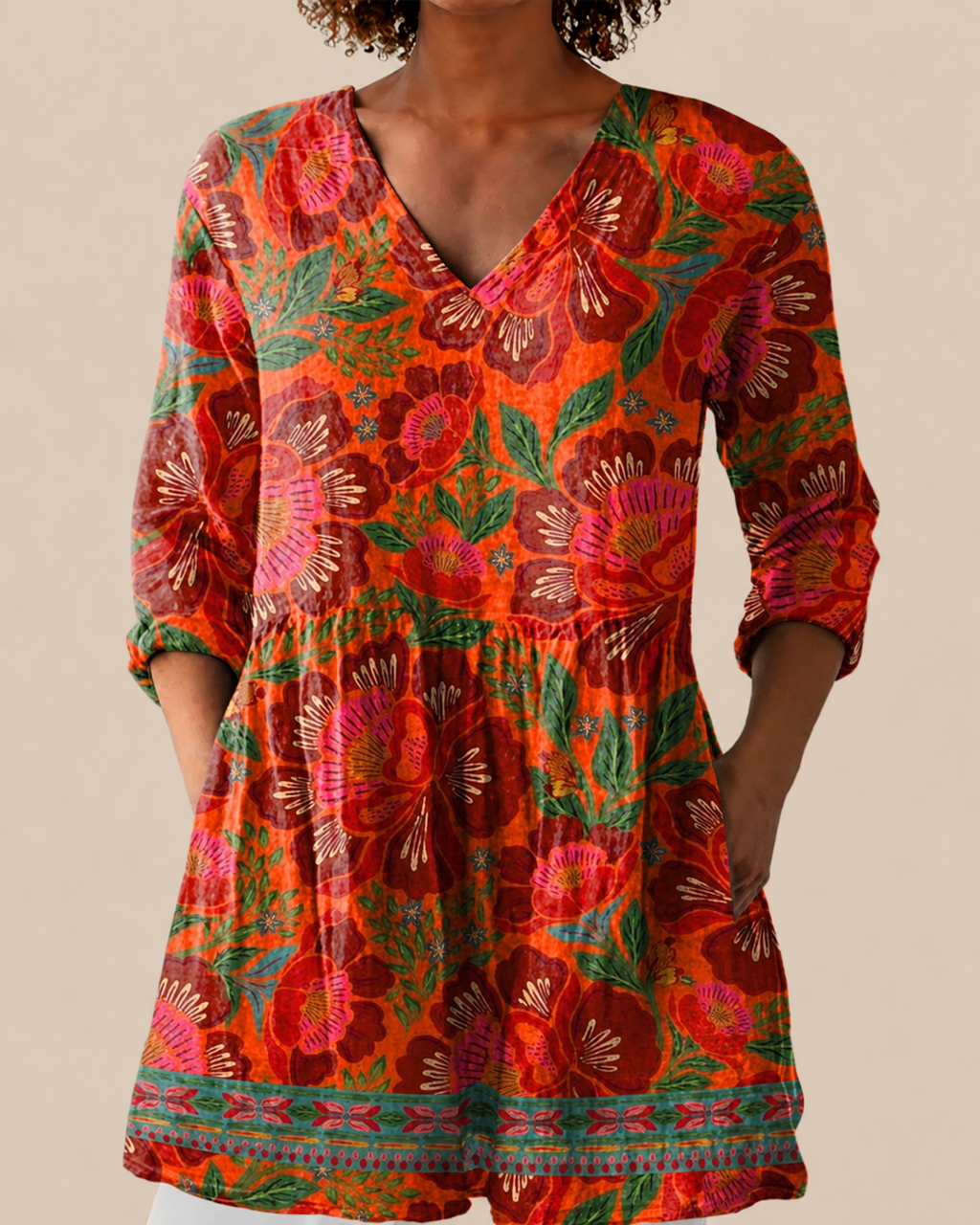 Kaia | Long Blouse with a Striking Pattern