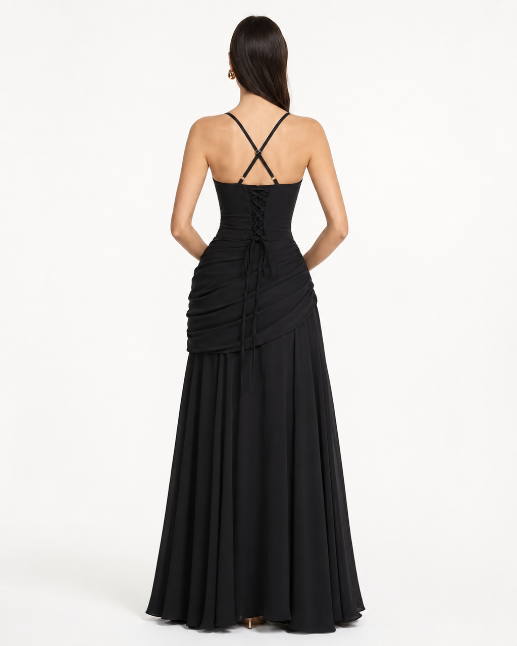ENIE | Maxi Dress with Ruched Square Neckline