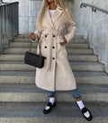 Elegant Double-Breasted Wool Coat | Women's Long Outerwear