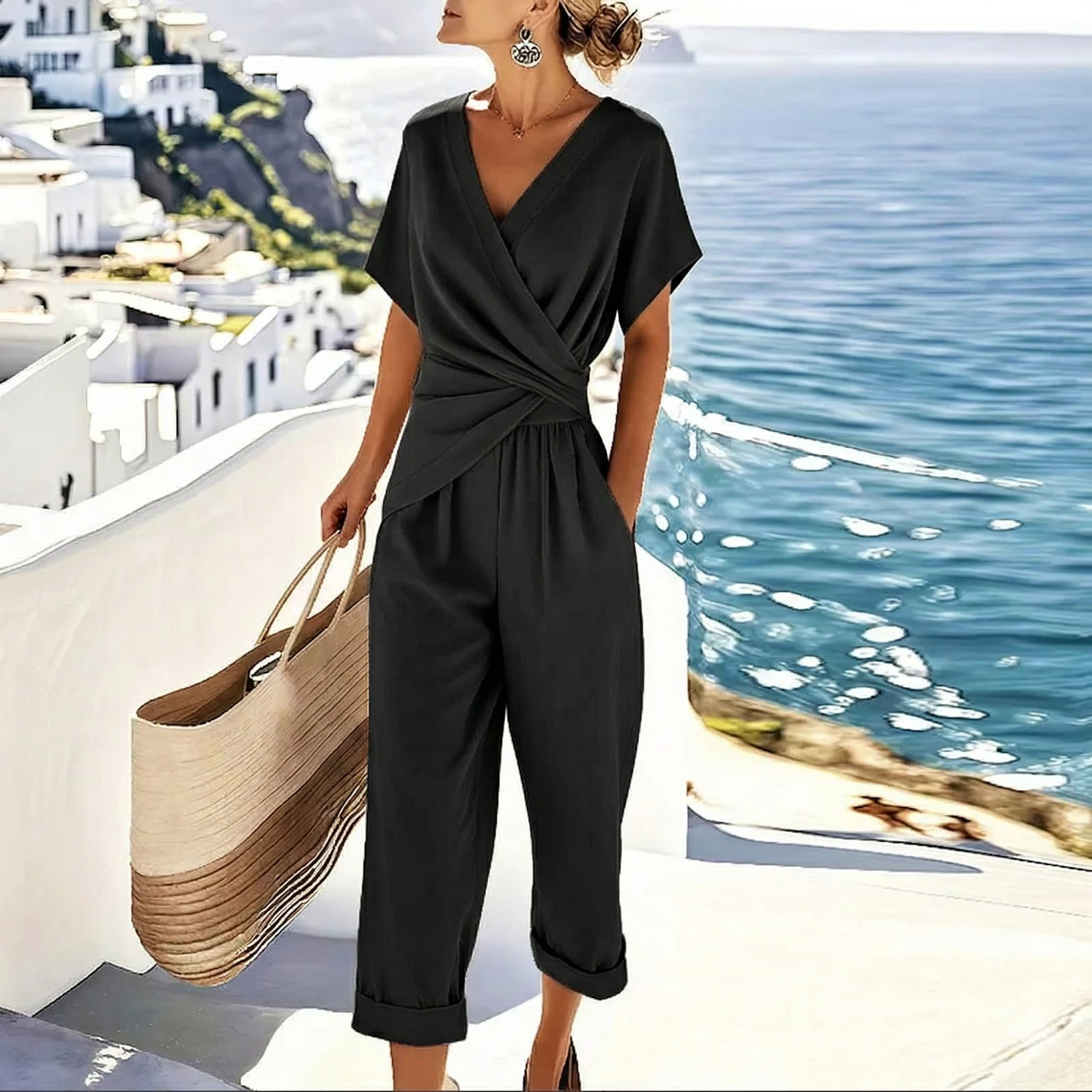 TWO-PIECE SET WITH ROLLED EDGES FOR WOMEN