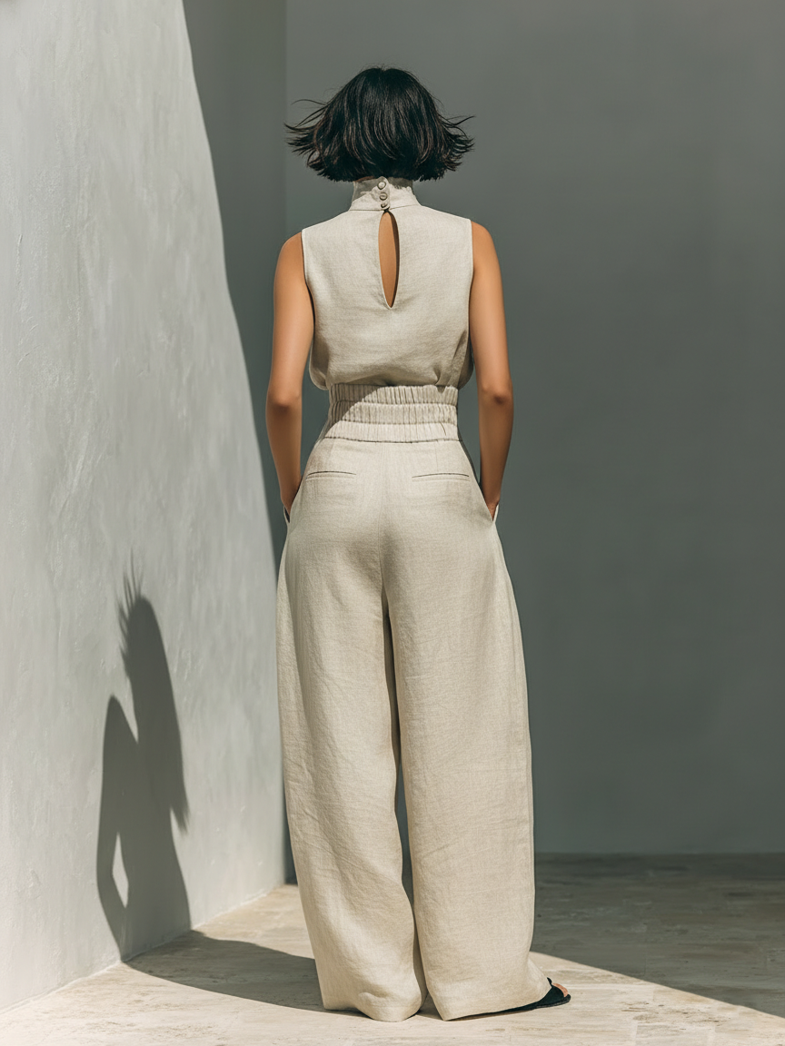 COTTON SET WITH WIDE TROUSERS FOR WOMEN