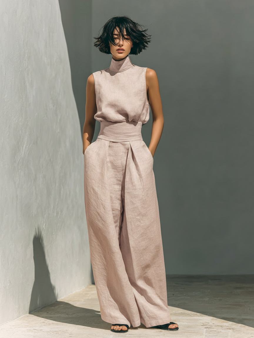 COTTON SET WITH WIDE TROUSERS FOR WOMEN