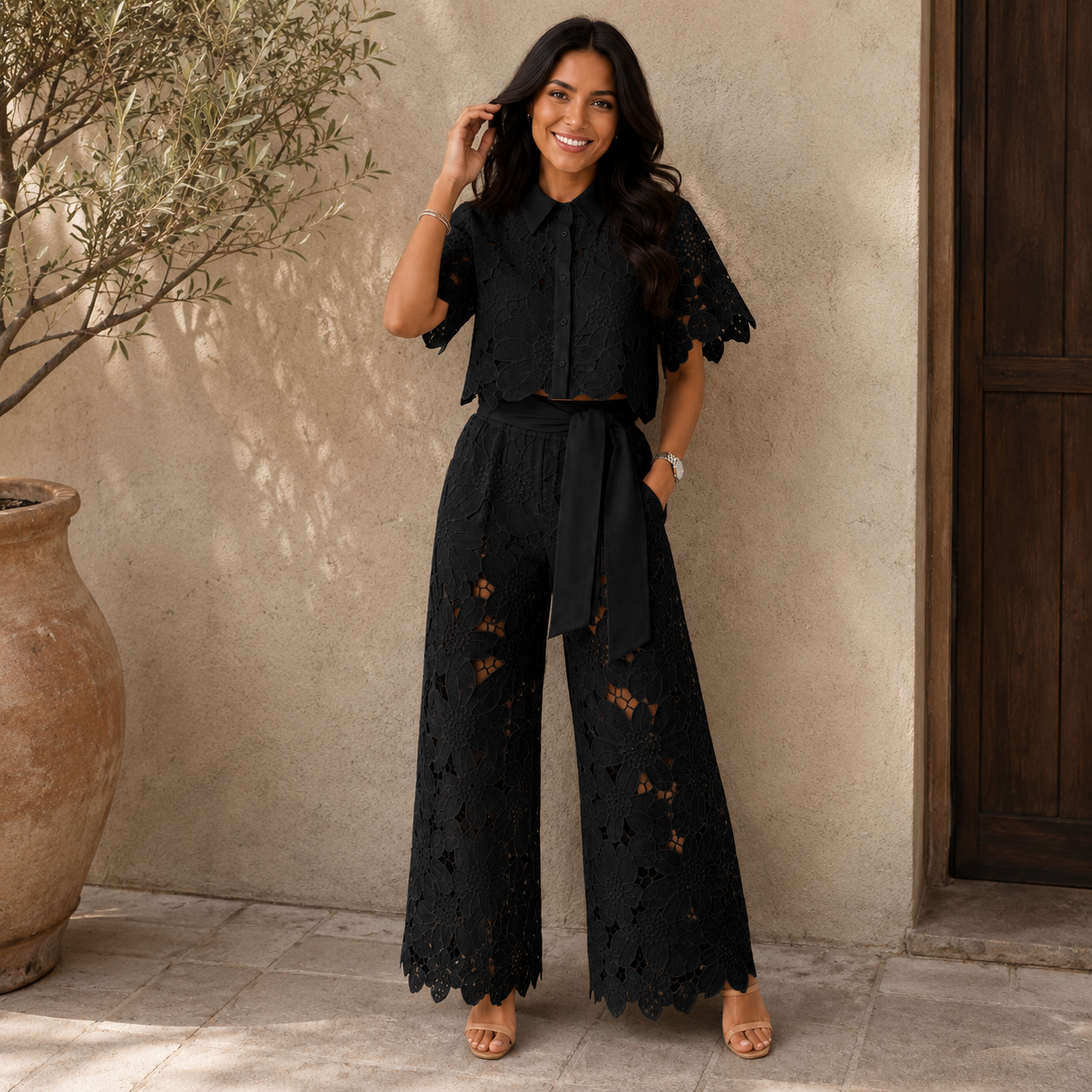 TWO-PIECE EMBROIDERED SET FOR WOMEN