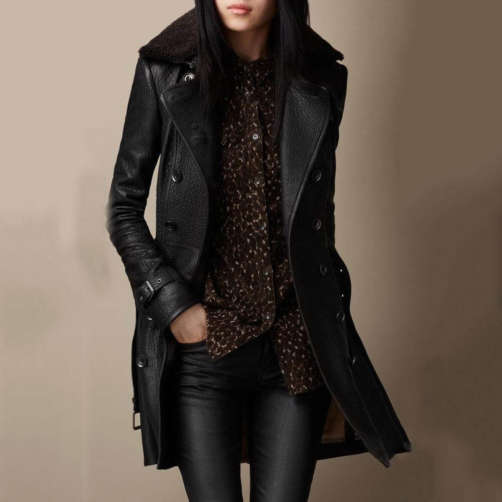 Marie Leather Trench Coat | Women's Coat Fashion Outerwear