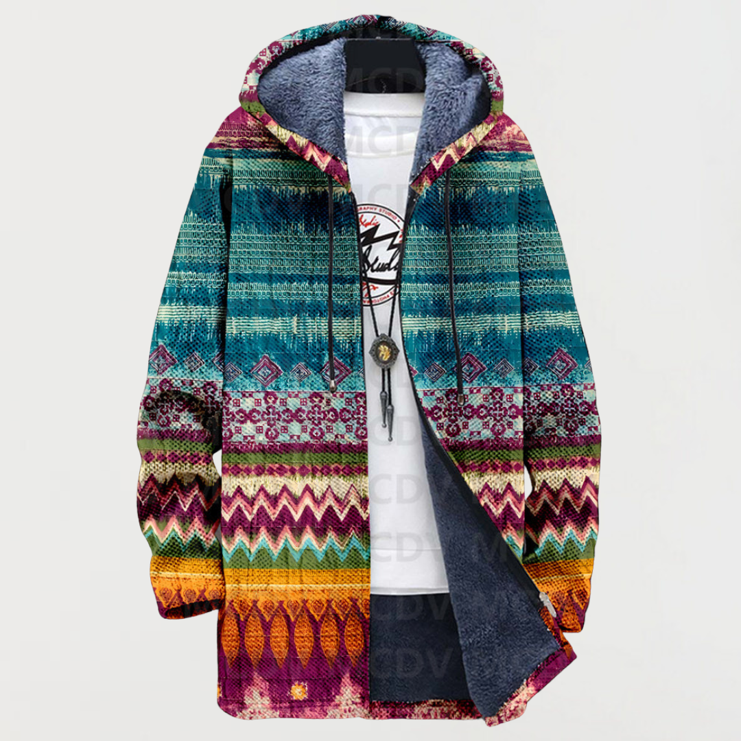 Inge™ | Hooded Jacket in Ethnic Pattern