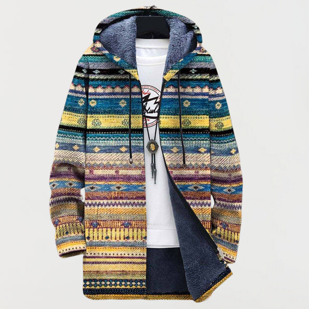 Marianne™ | Hooded Jacket with Wavy Ethno Pattern