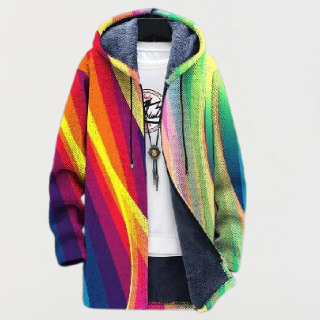 Martina™ | Hooded Jacket in Rainbow Stripes