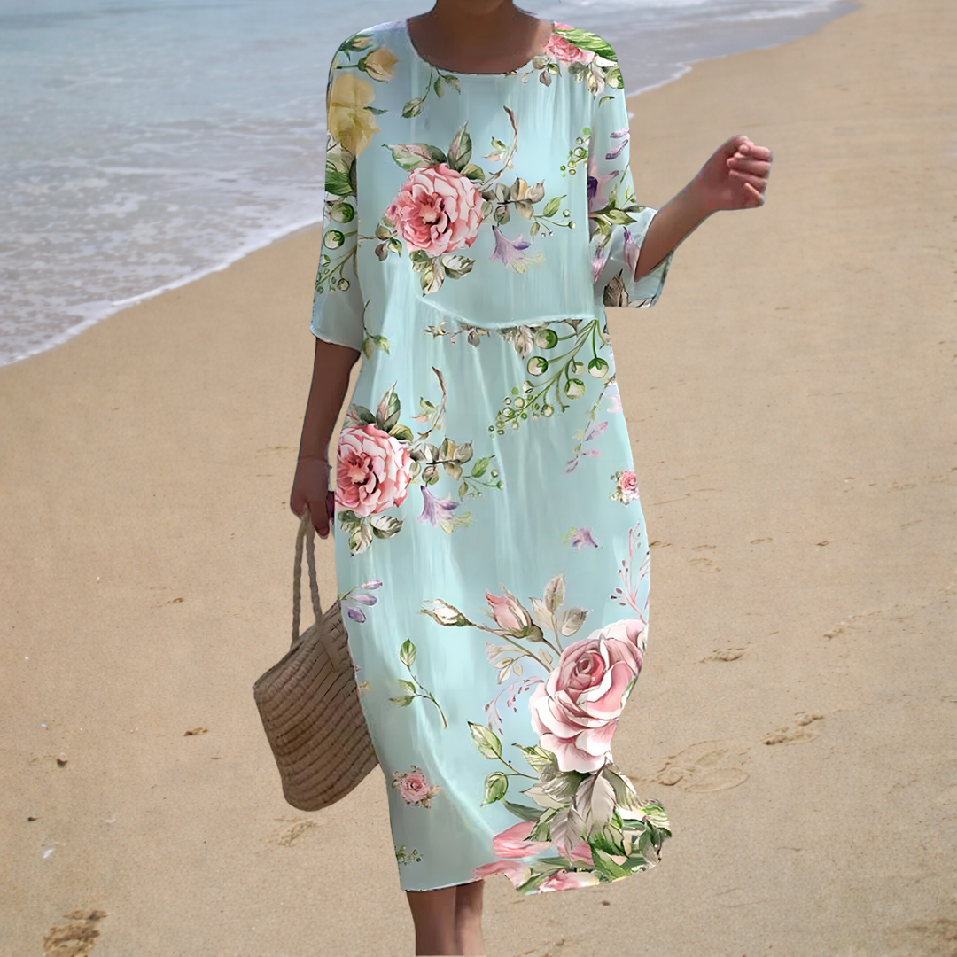 Long, flowing, stylish and comfortable dress