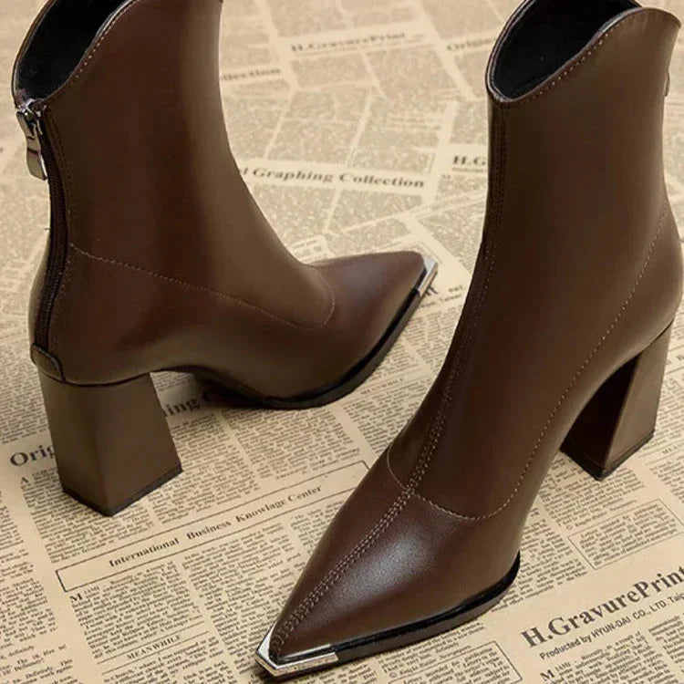 Angela | Women's Spring Ankle Boots with Pointed Toe and Heel