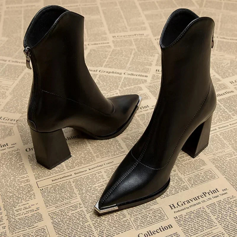 Angela | Women's Spring Ankle Boots with Pointed Toe and Heel