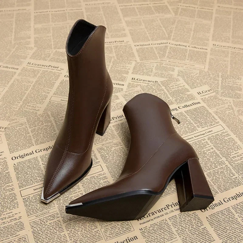 Angela | Women's Spring Ankle Boots with Pointed Toe and Heel