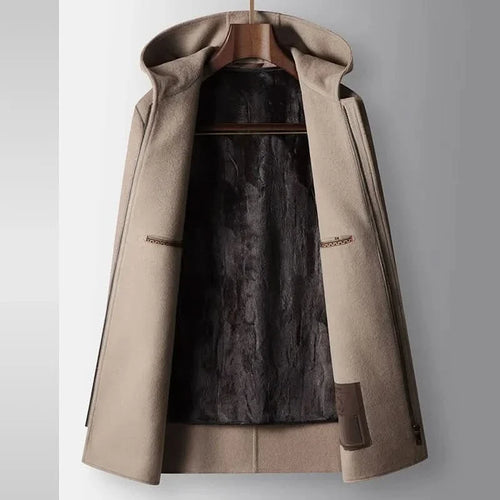 100% WOOLEN HOODED COAT