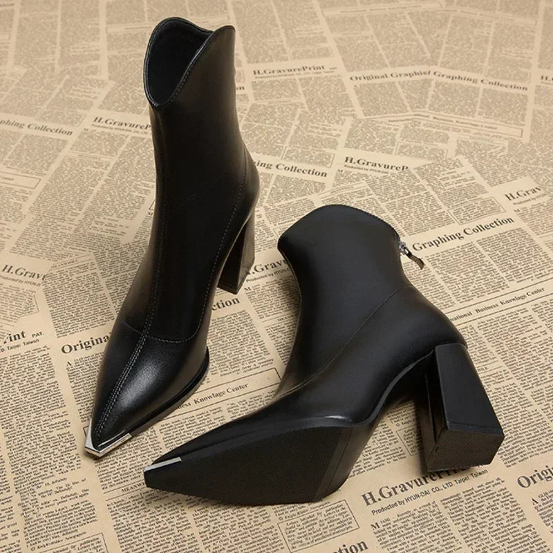 Angela | Women's Spring Ankle Boots with Pointed Toe and Heel