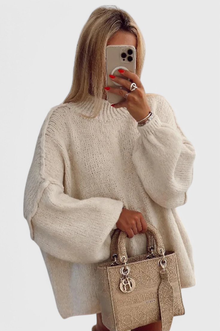 Oversized Knitted Cassia Jumper with Balloon Sleeves