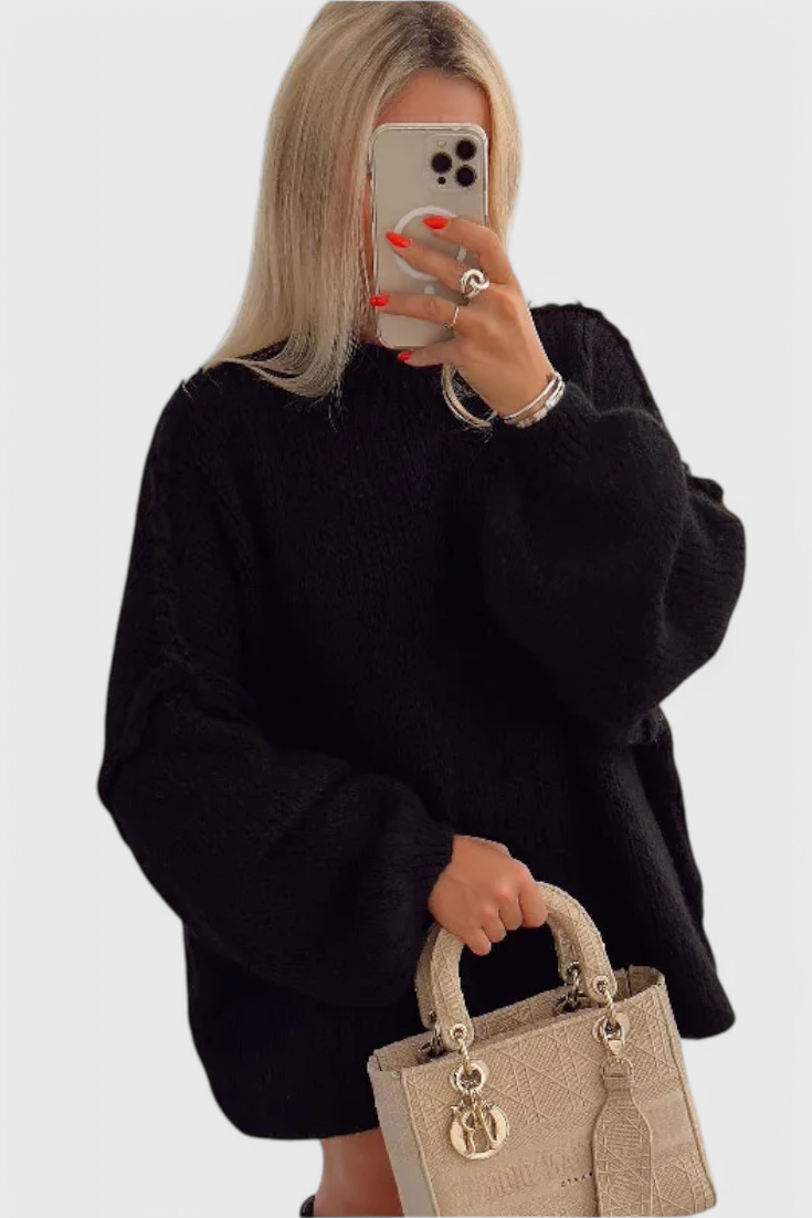 Oversized Knitted Cassia Jumper with Balloon Sleeves