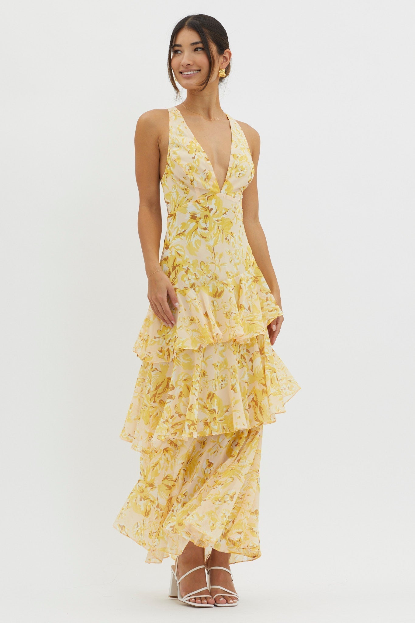 LISA | Floral Ruffle Maxi Dress
