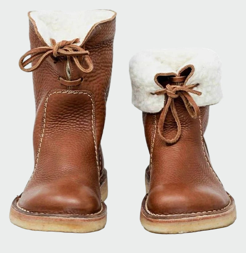 Waterproof Leather Boots for Men with Wool Lining