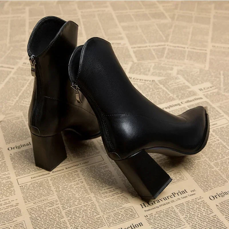 Angela | Women's Spring Ankle Boots with Pointed Toe and Heel