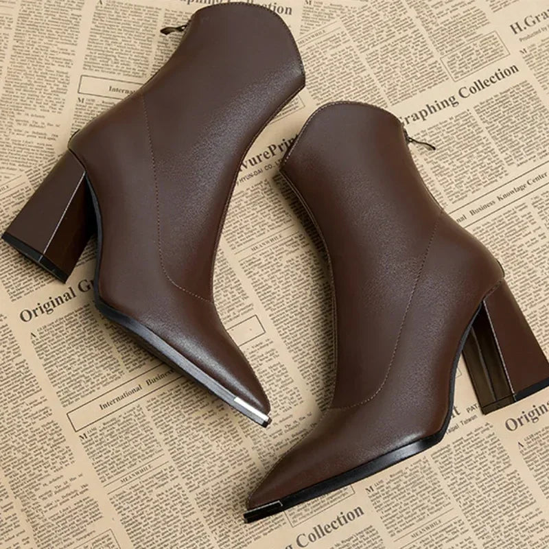 Angela | Women's Spring Ankle Boots with Pointed Toe and Heel