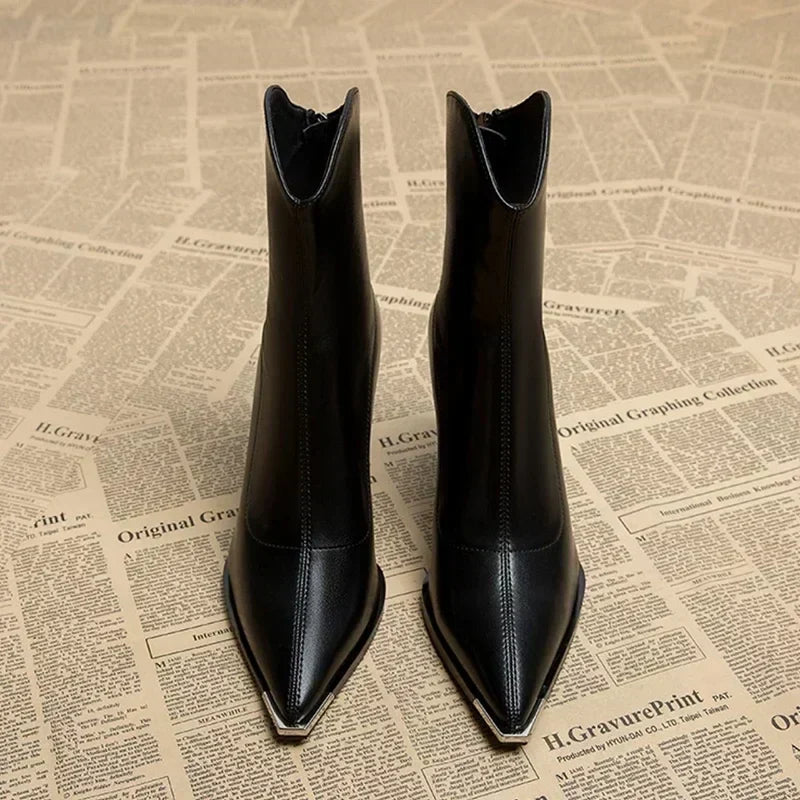 Angela | Women's Spring Ankle Boots with Pointed Toe and Heel