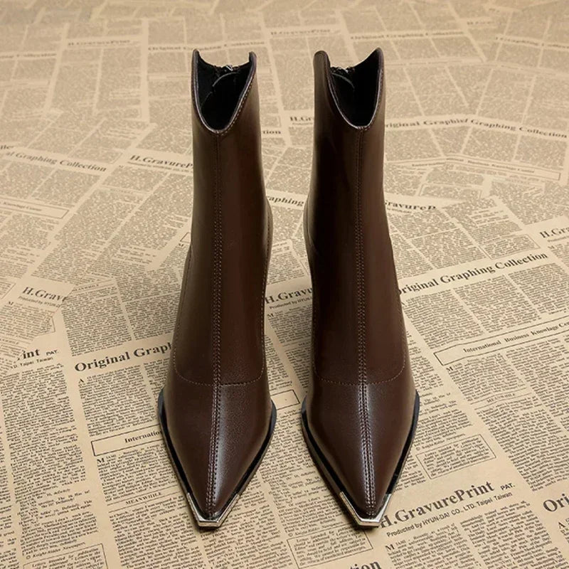 Angela | Women's Spring Ankle Boots with Pointed Toe and Heel