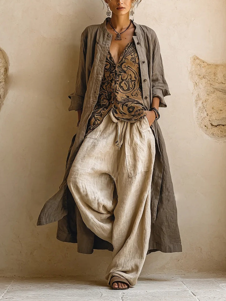 THREE-PIECE LINEN SET FOR WOMEN
