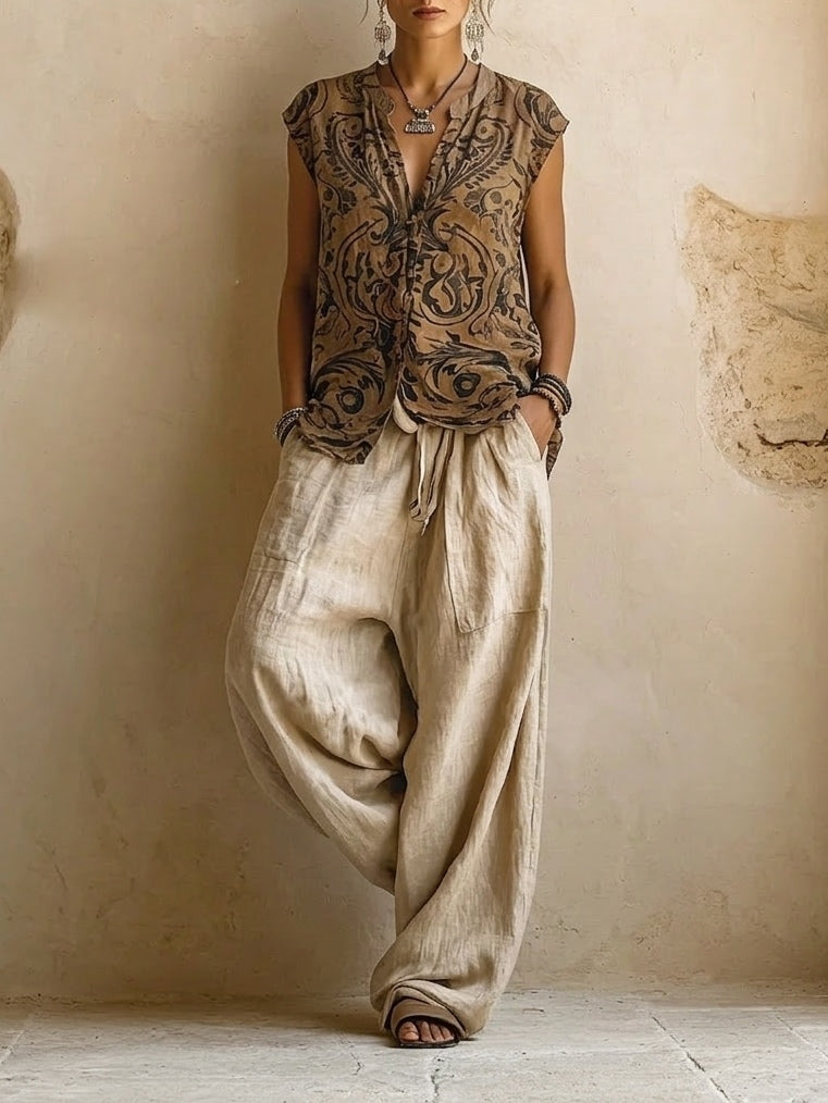 THREE-PIECE LINEN SET FOR WOMEN