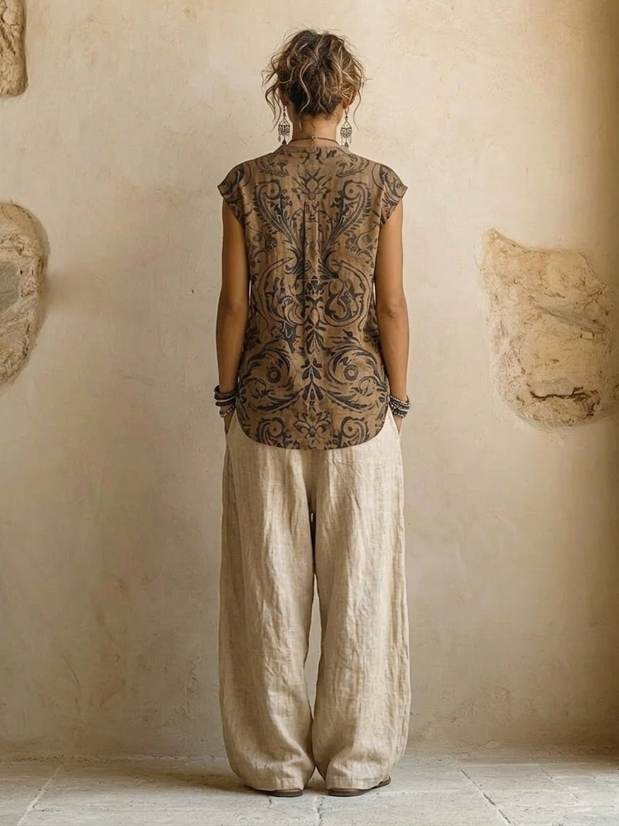 THREE-PIECE LINEN SET FOR WOMEN